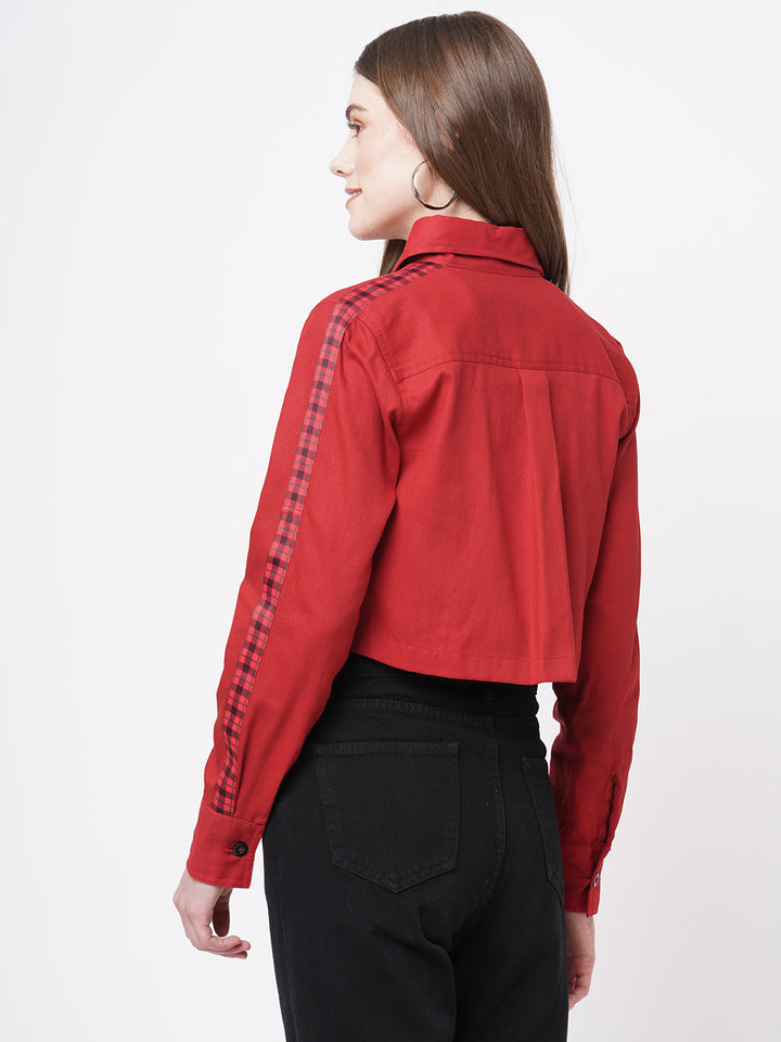 Cropped Red Contrast Shirt