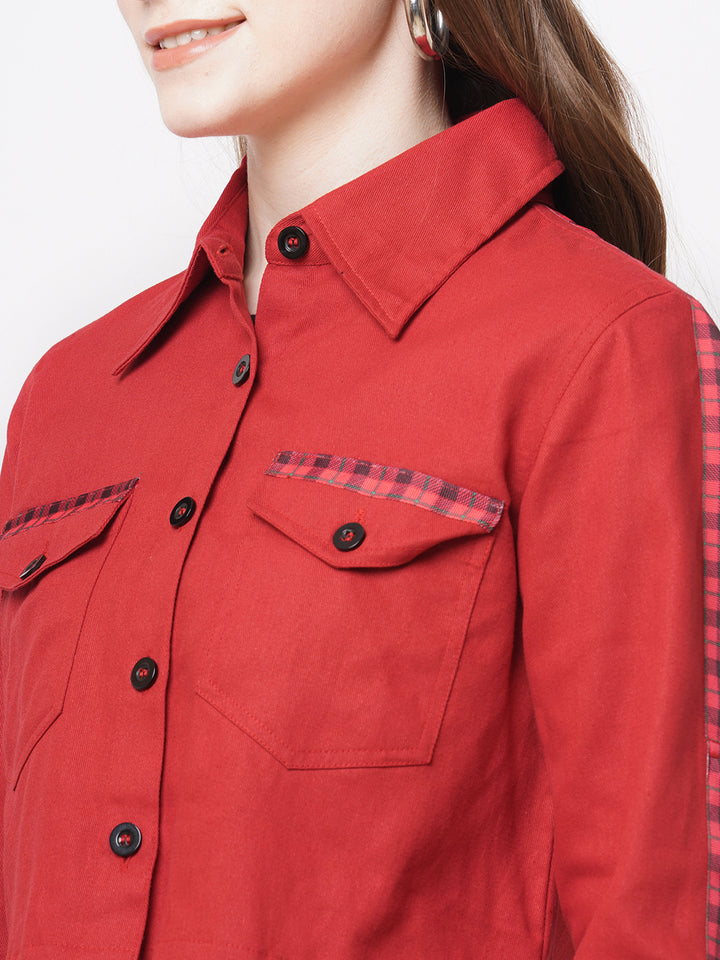 Cropped Red Contrast Shirt