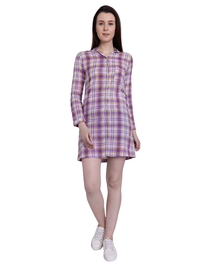 Purple Checks Night Shirt