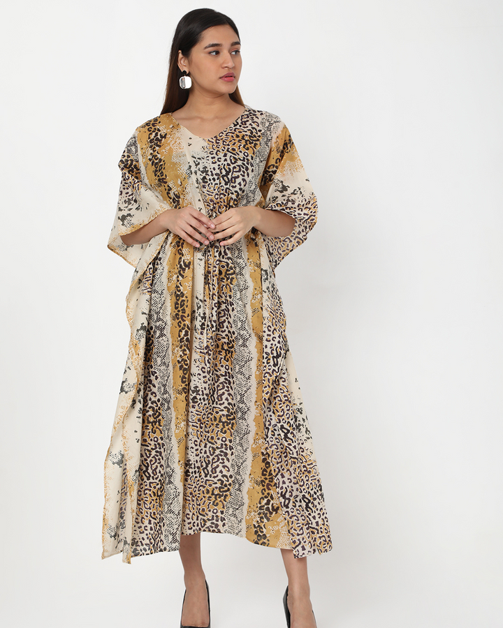 Leopard Printed Cotton Kaftan