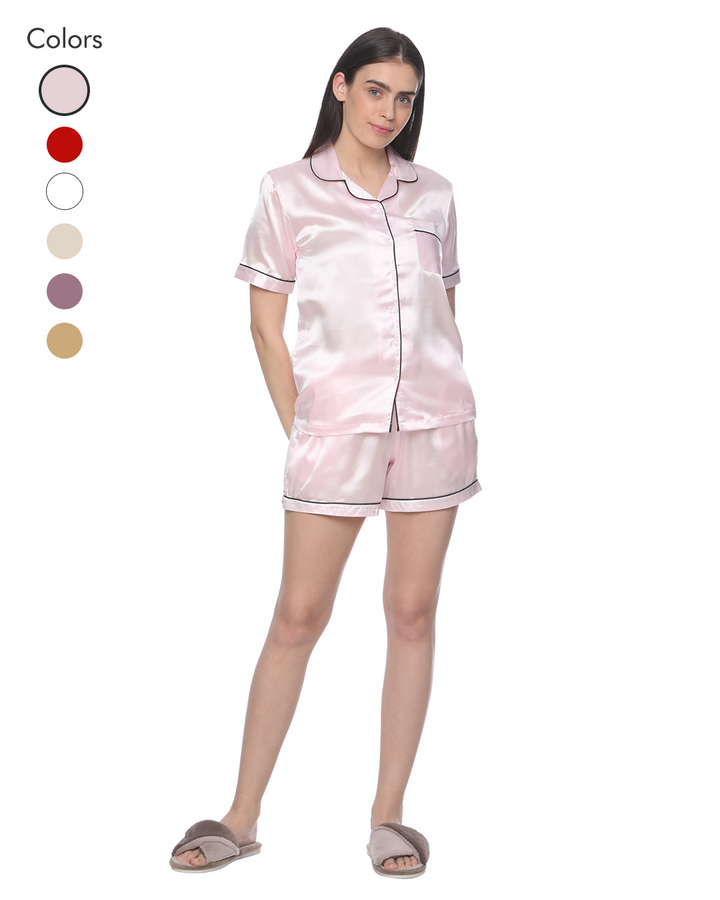 Pink Satin Night Suit