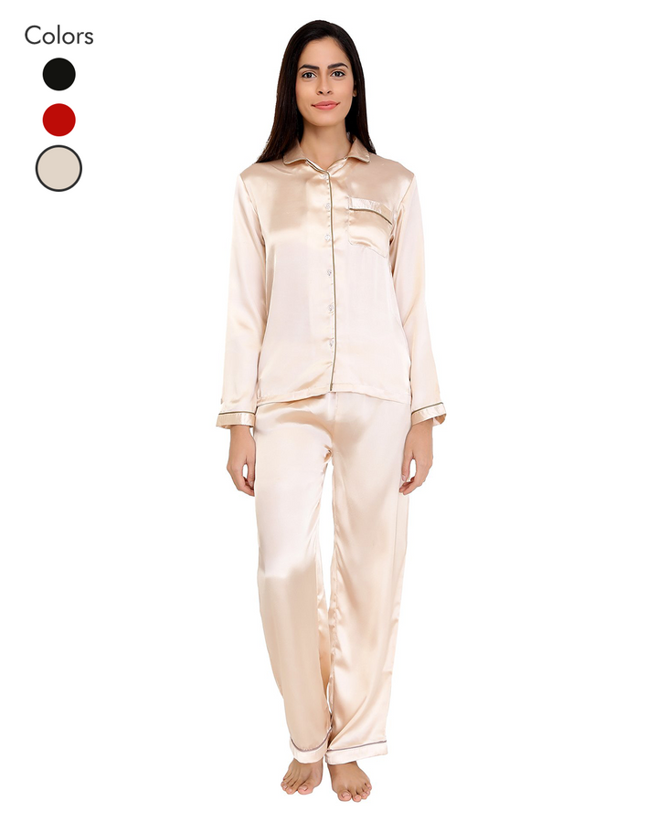 Champagne Satin Nightsuit Set