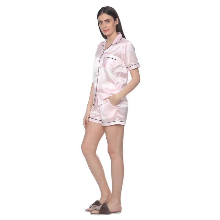 Pink Satin Night Suit