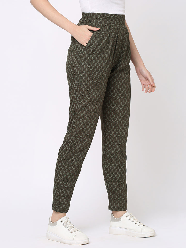 Olive Printed Cool Pants