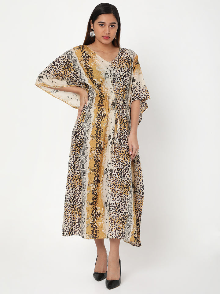 Leopard Printed Cotton Kaftan