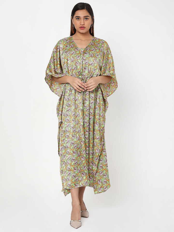 Forest Tiger Long Satin Kaftan