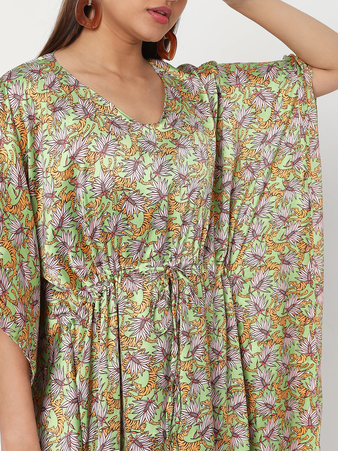 Forest Tiger Long Satin Kaftan