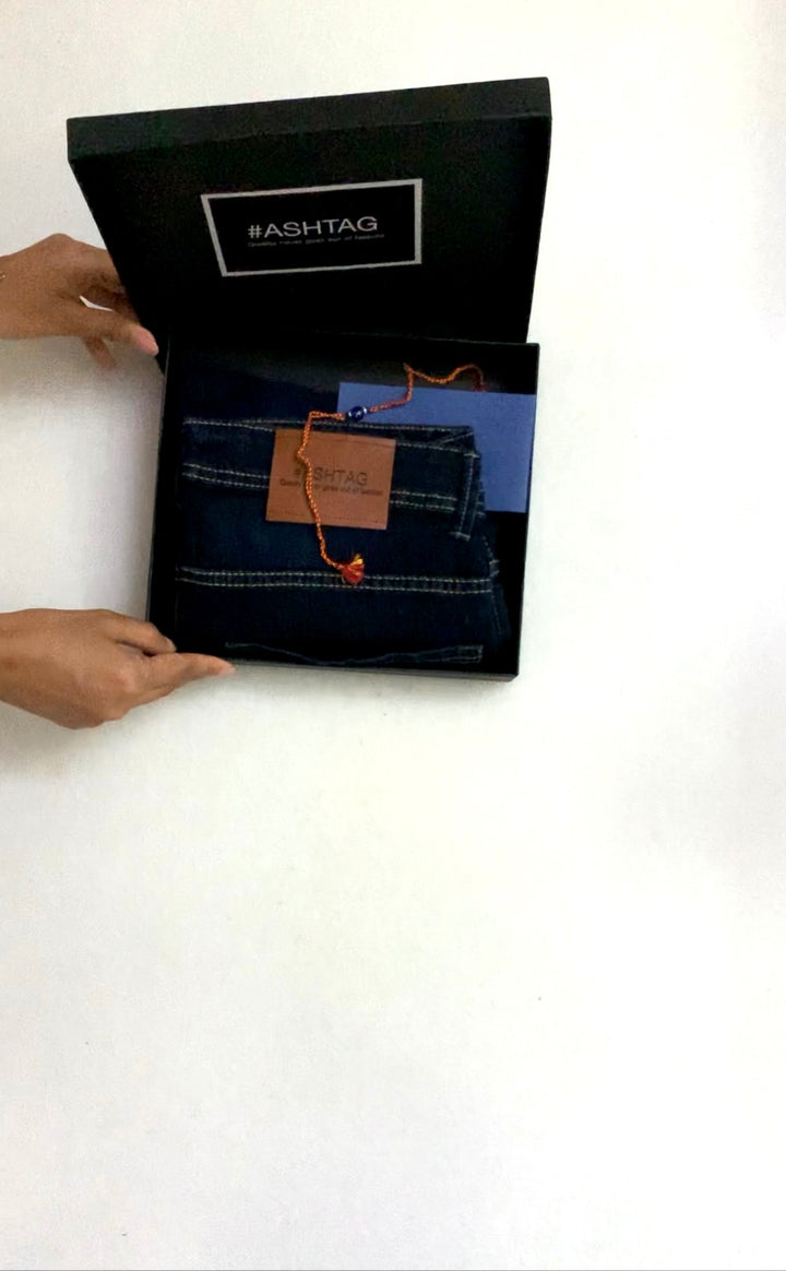Denim Rakhi Gift Box for Brothers