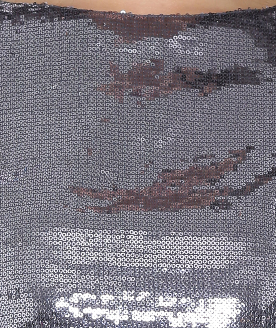 Grey Embellished Sequin Top