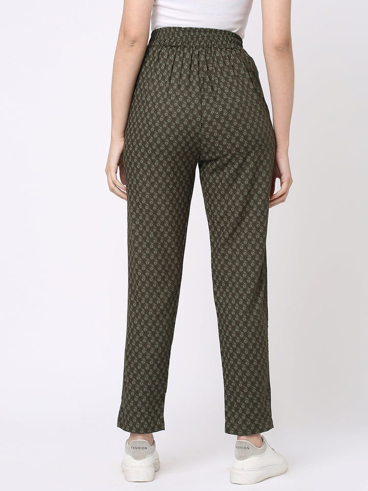 Olive Printed Cool Pants