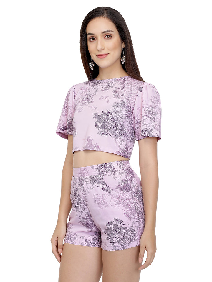 Lilac Printed Crop Top