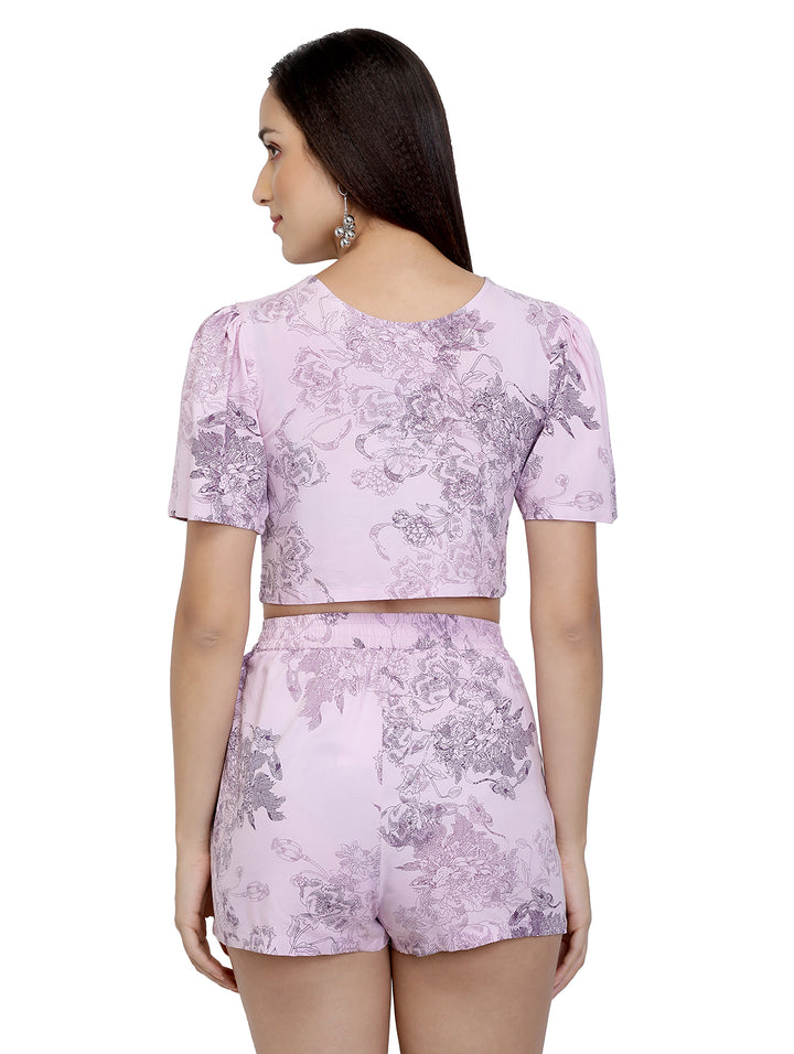Lilac Printed Crop Top
