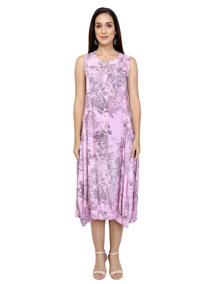 Gathered Pocket Fushion Midi Dress