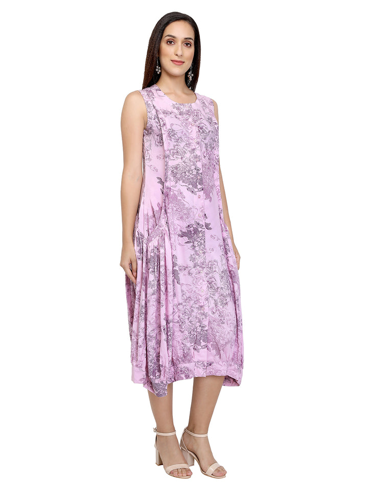 Gathered Pocket Fushion Midi Dress