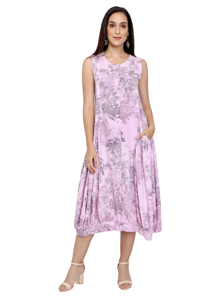 Gathered Pocket Fushion Midi Dress