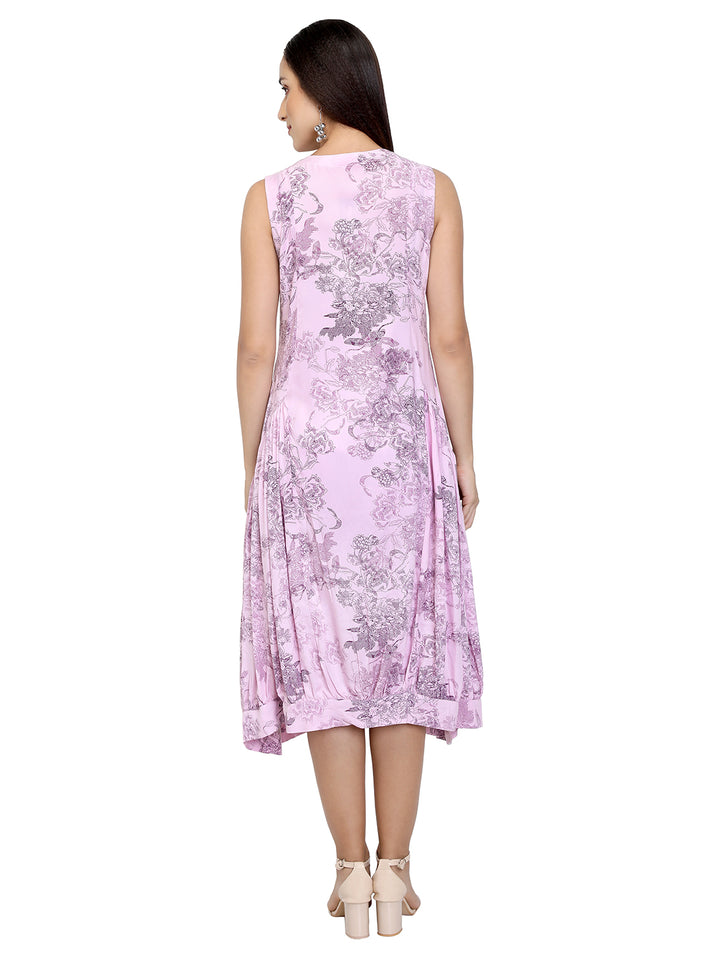 Gathered Pocket Fushion Midi Dress