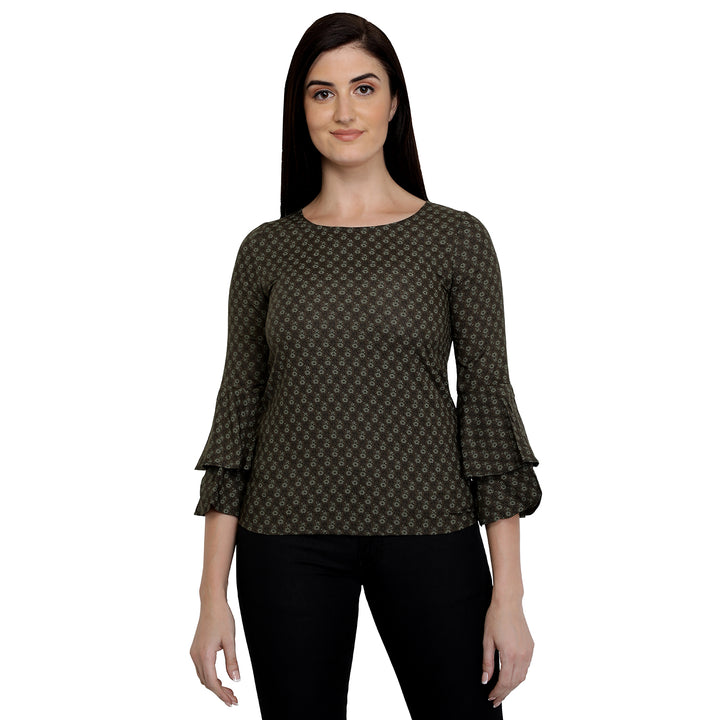 Olive Green Cotton Bell Top