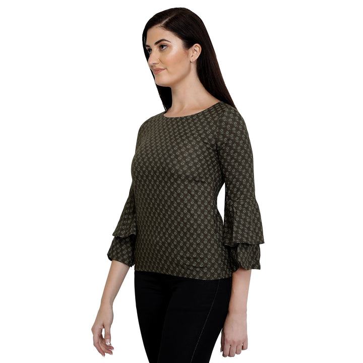 Olive Green Cotton Bell Top