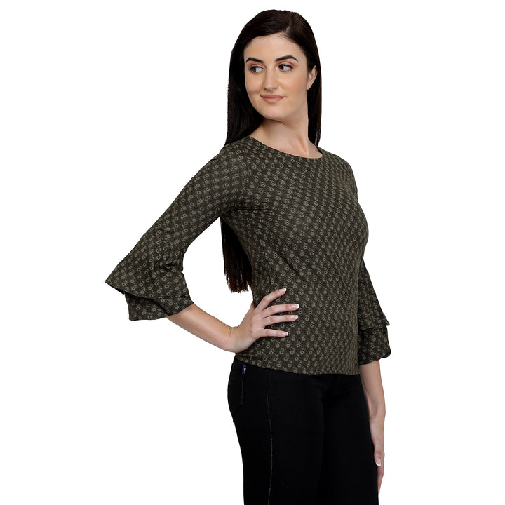 Olive Green Cotton Bell Top
