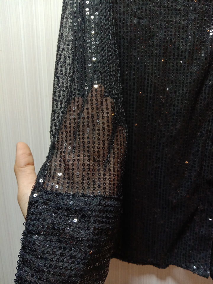 Black Sheer Sequin Shirt.