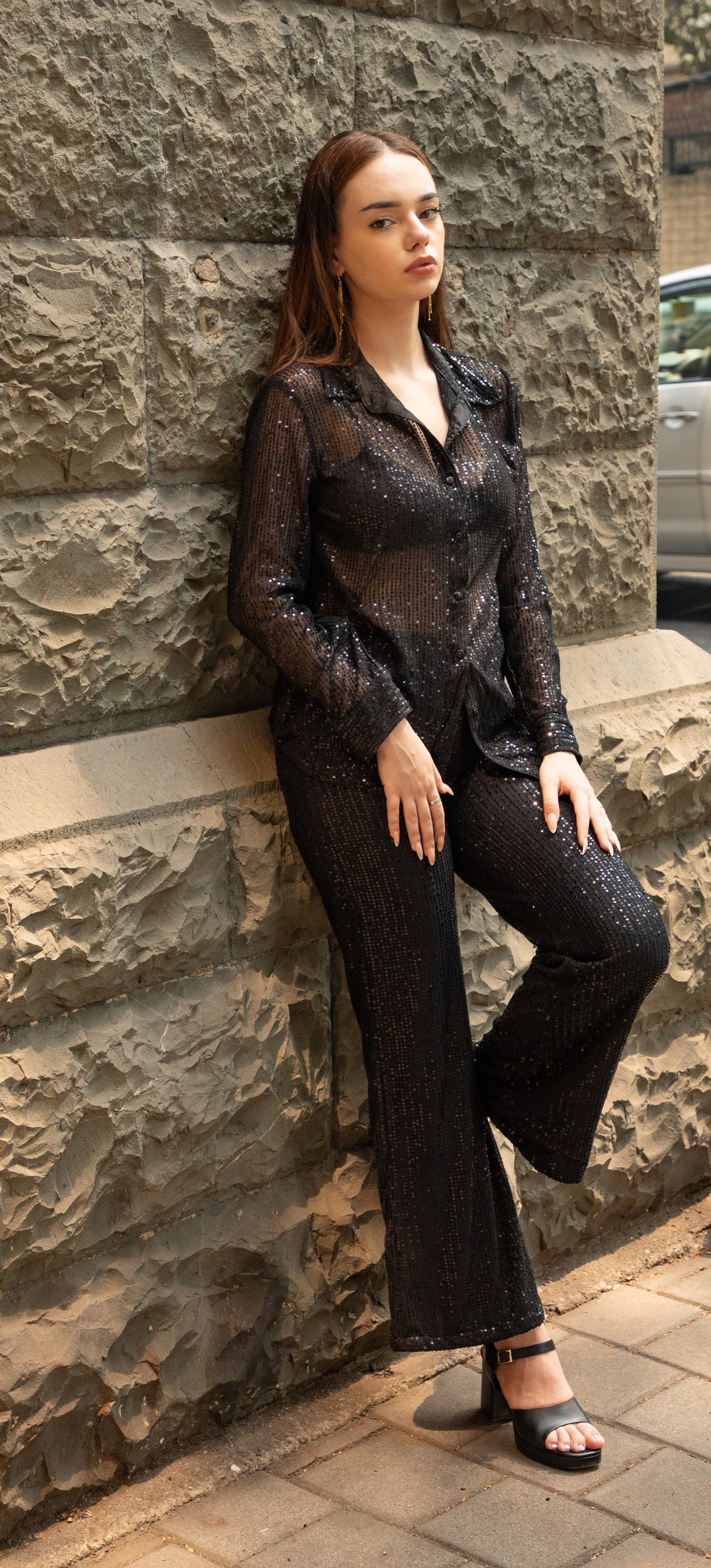 Black Sequin 3 Piece Coord Set