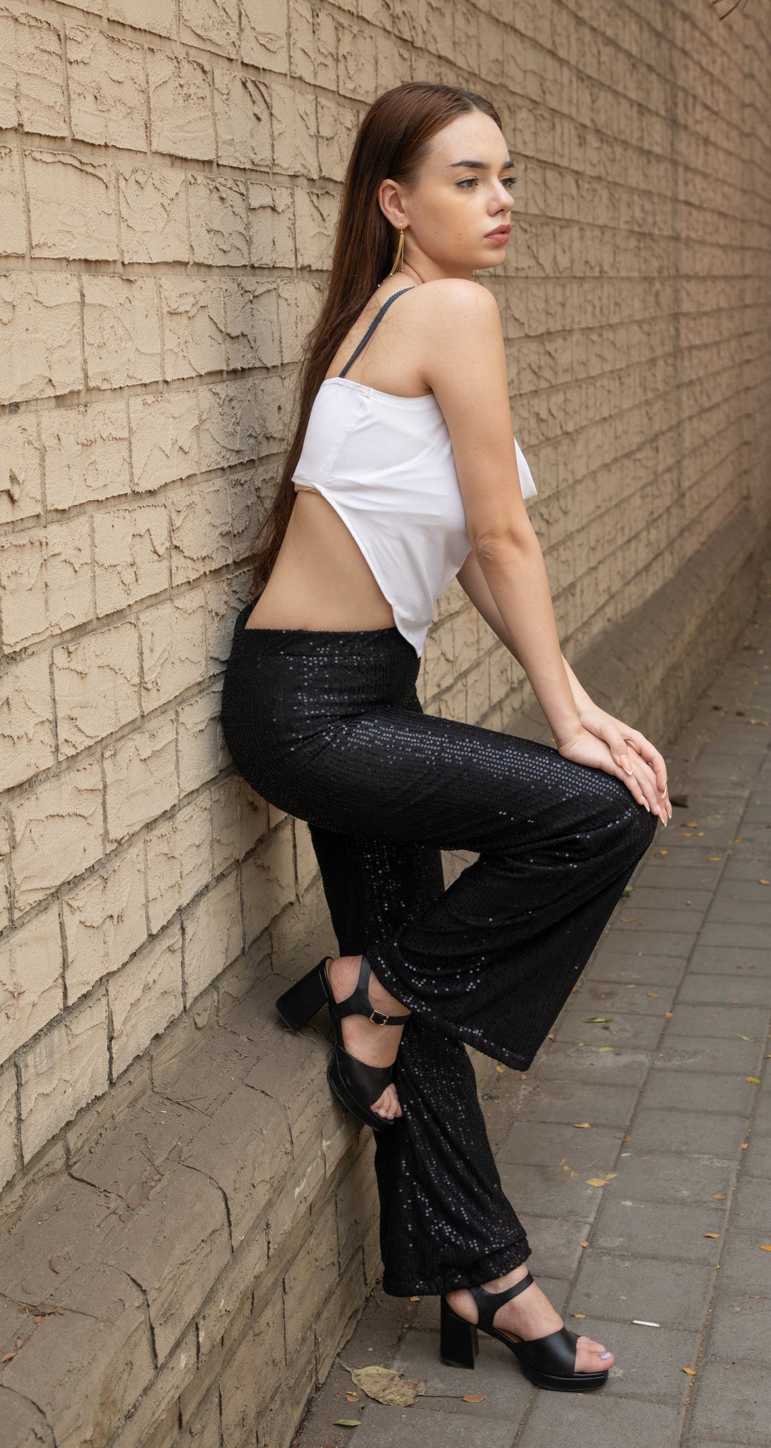 White bling strapped scarf top.