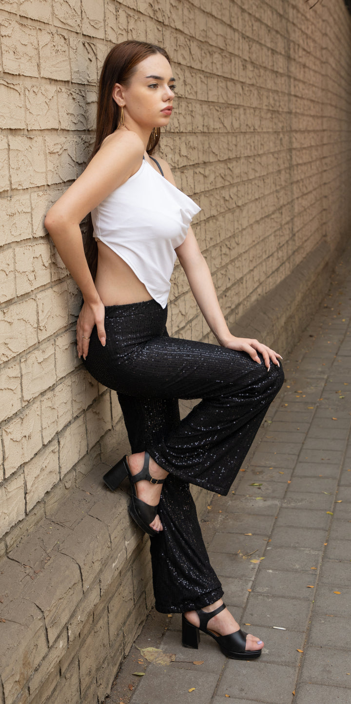 White bling strapped scarf top.