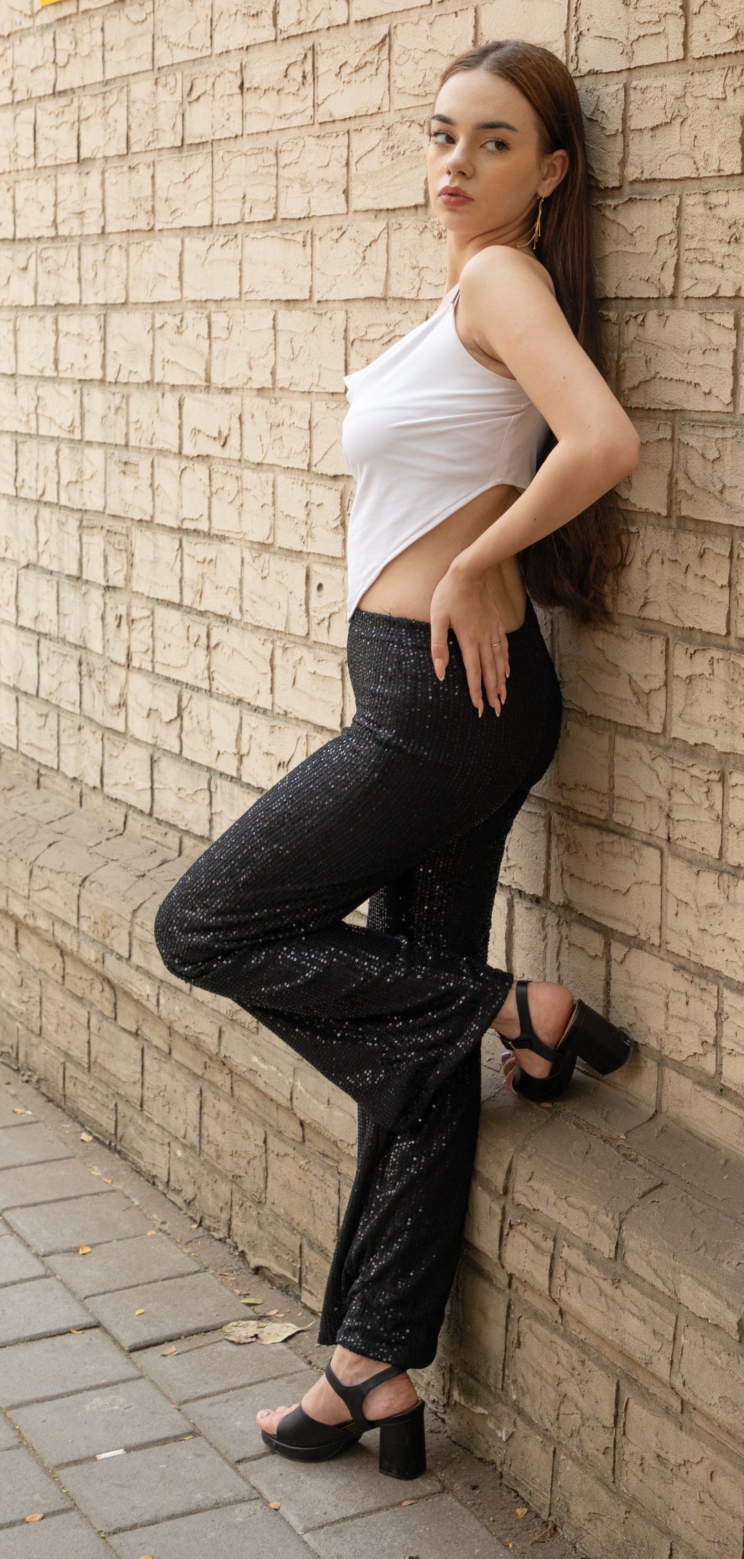 White bling strapped scarf top.