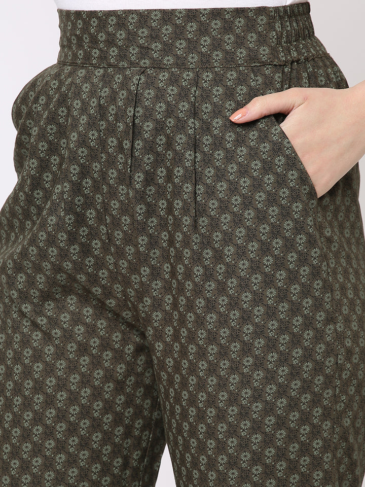 Olive Printed Cool Pants