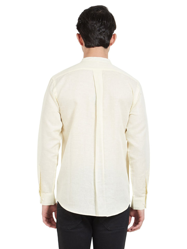Yellow Linen Chinese Collar Shirt