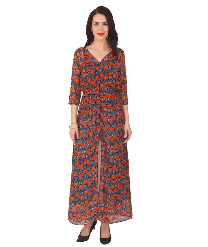 Printed Sheer Maxi Dress