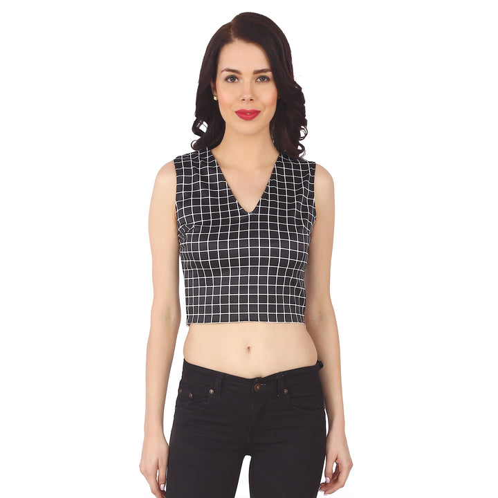 Black and White Checkered Crop Top