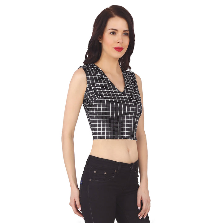Black and White Checkered Crop Top