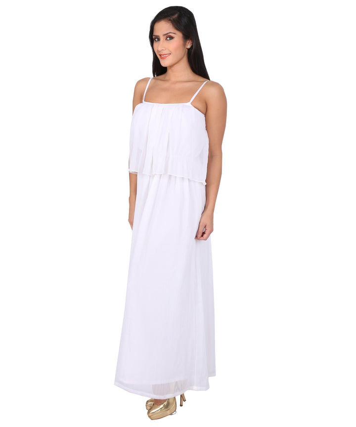 White Flapped Pleated Dress