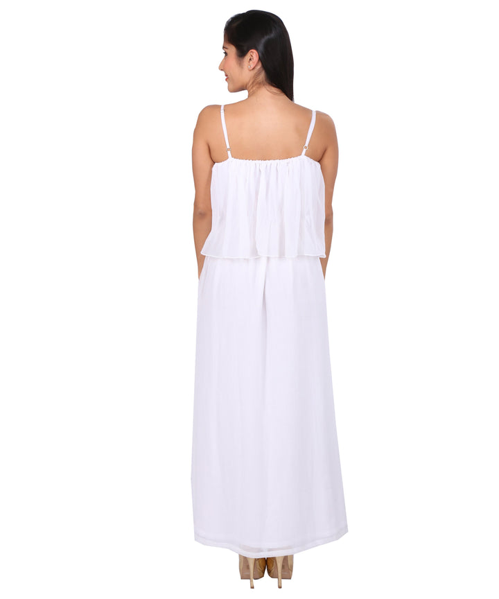 White Flapped Pleated Dress