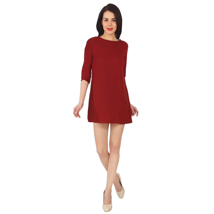 Red Polyester Short Dress