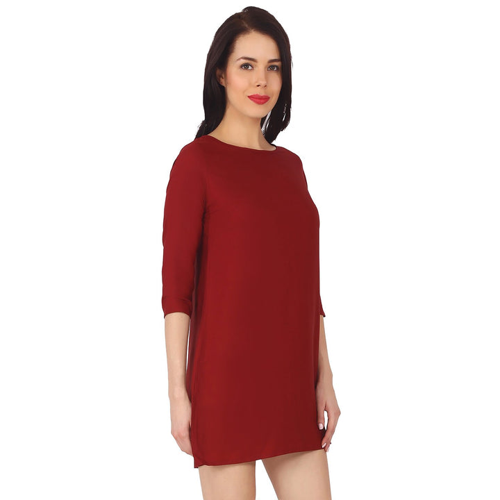 Red Polyester Short Dress