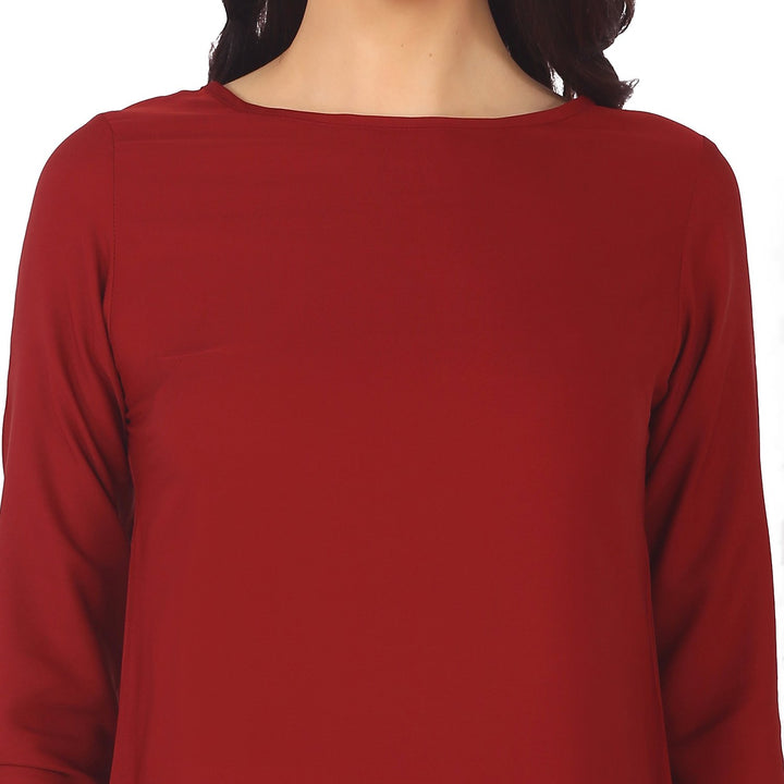 Red Polyester Short Dress