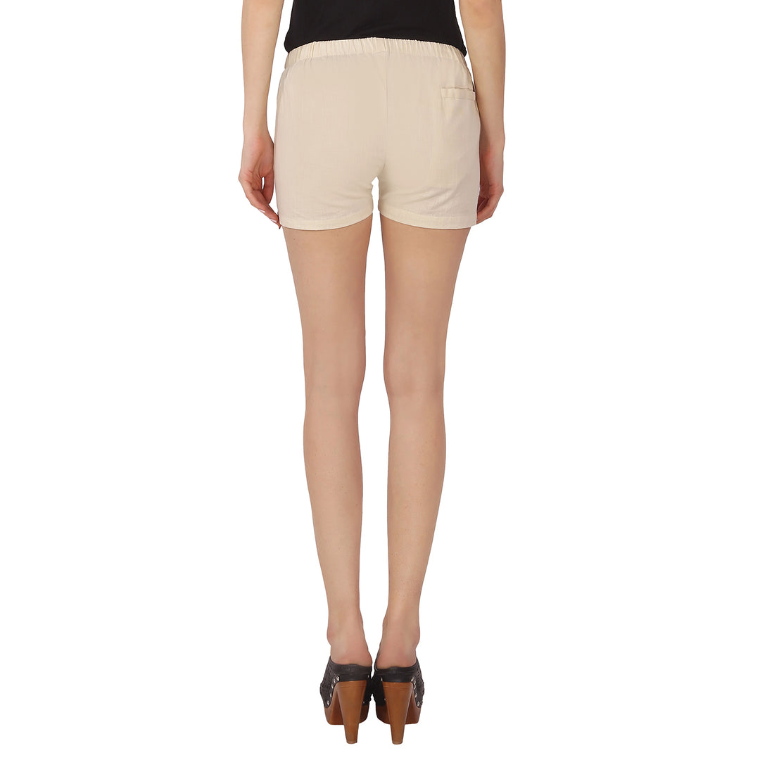 Cream Cotton Shorts