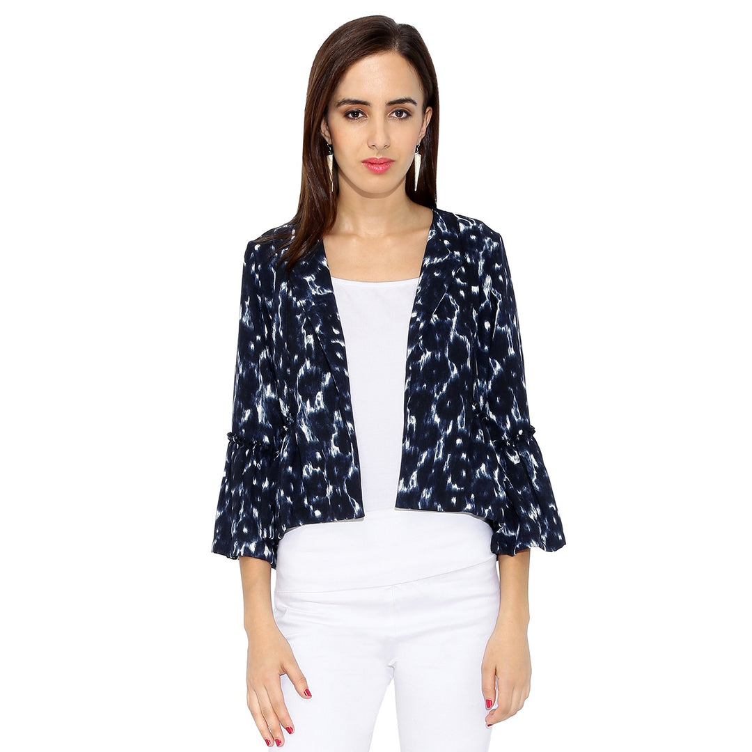 Short Frilled Printed Jacket