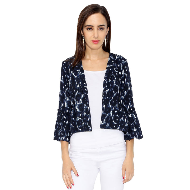 Short Frilled Printed Jacket