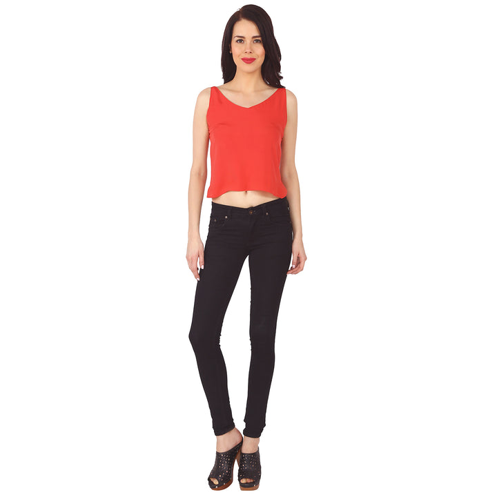 Red Deep Back Strapped Top