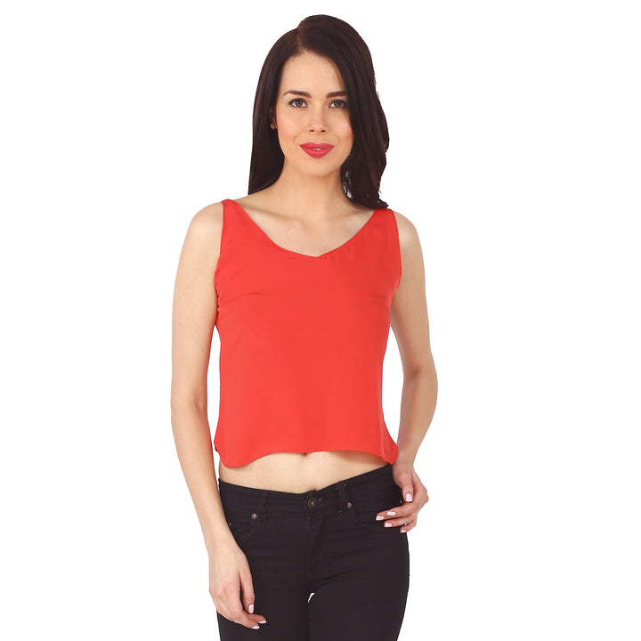 Red Deep Back Strapped Top