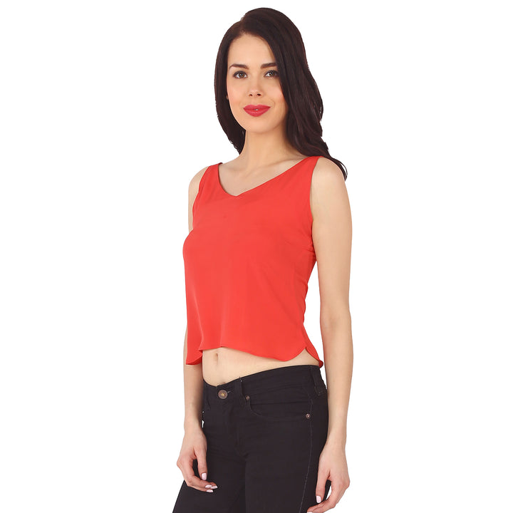 Red Deep Back Strapped Top