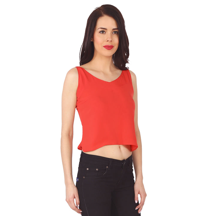 Red Deep Back Strapped Top