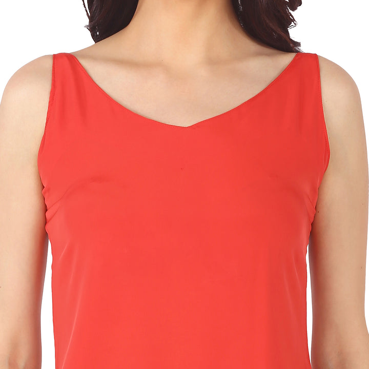 Red Deep Back Strapped Top