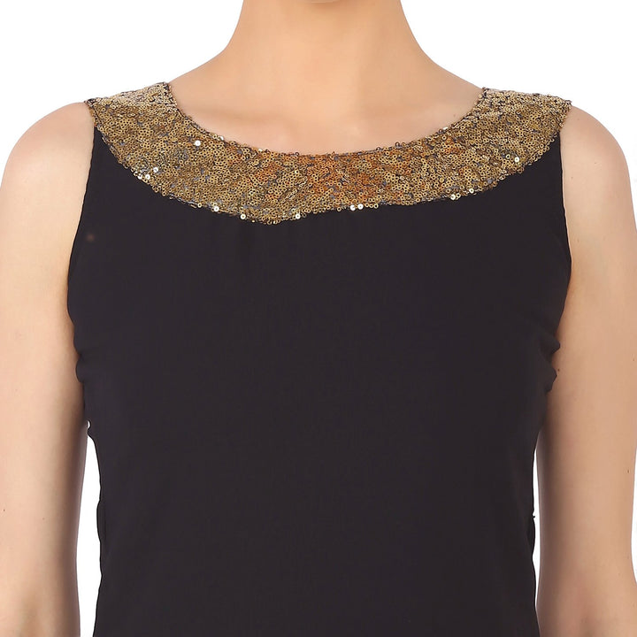 Little Black Dress With Sequins Neck
