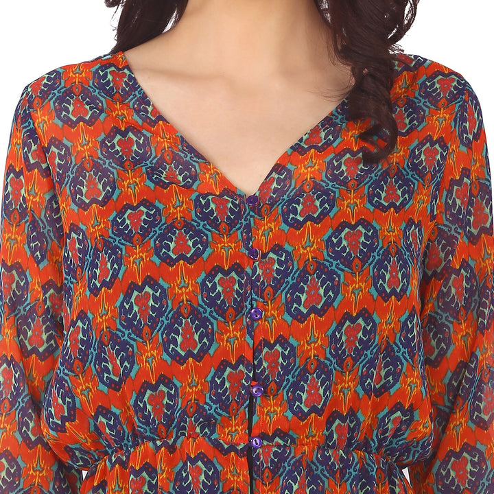 Printed Sheer Maxi Dress