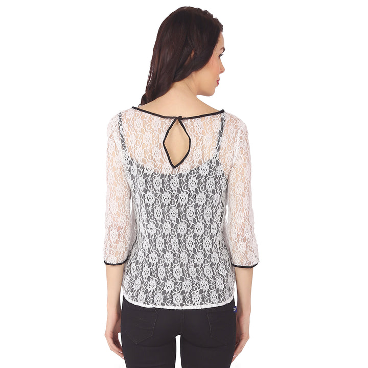 White Floral Lace Top