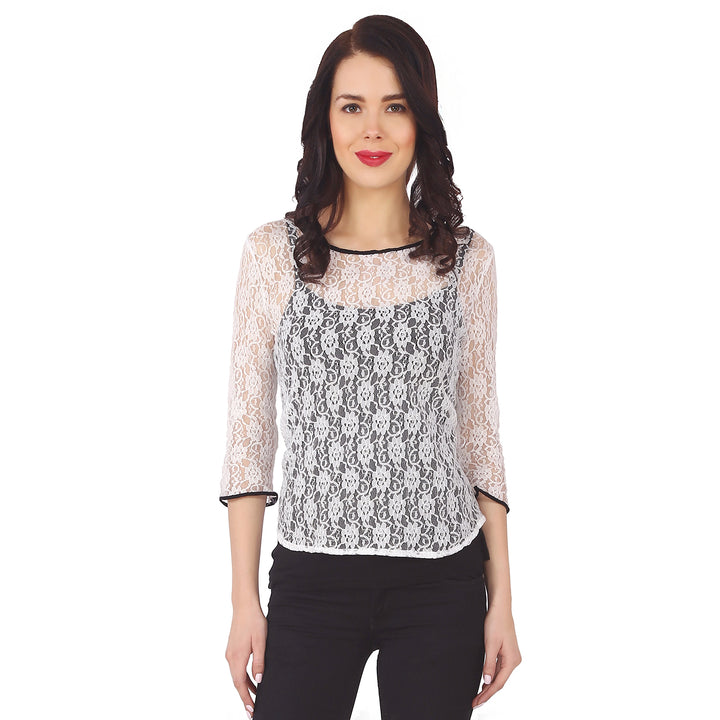 White Floral Lace Top